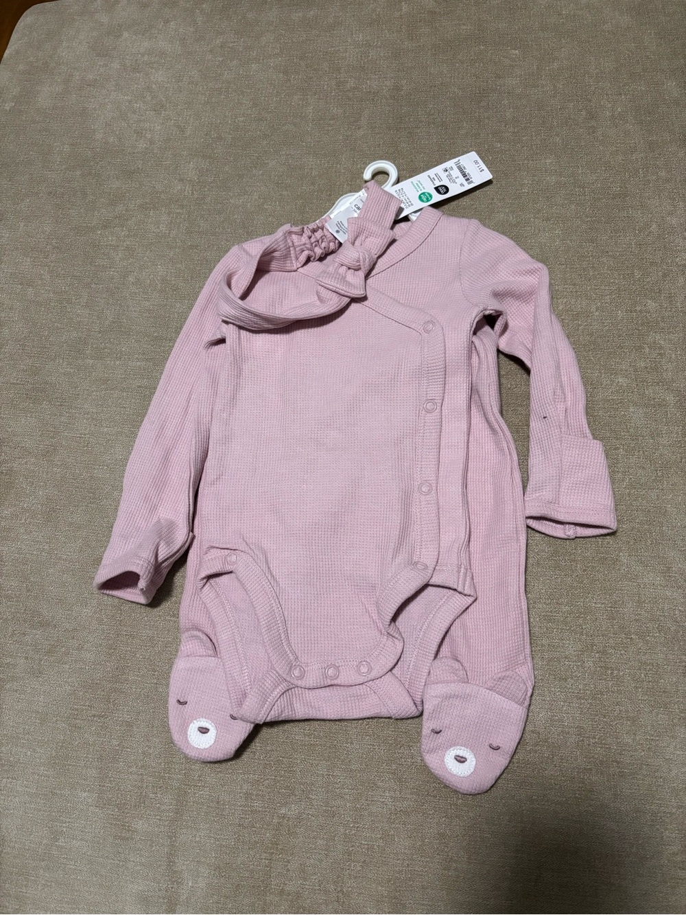 Carter's Mauve Pink Ribbed Footed One-Piece Set